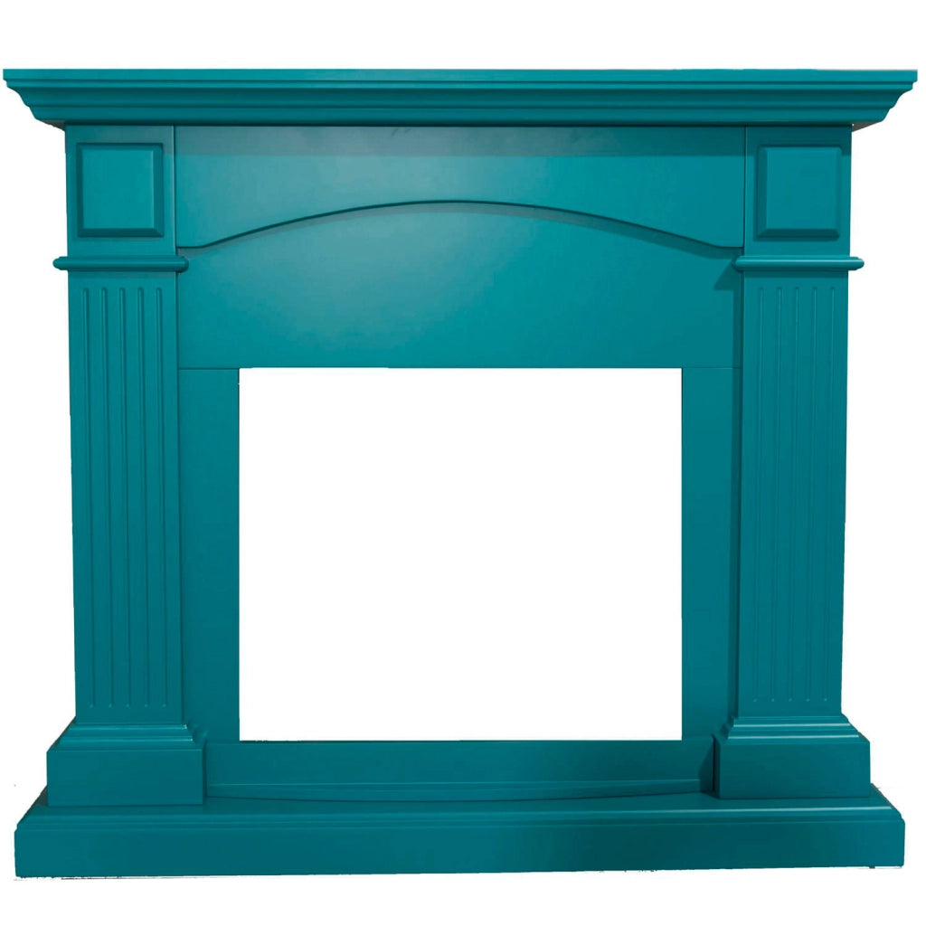 Cornice da Pavimento per Inserto Camino Elettrico 113,7x102,2x28,2 cm in MDF Sined Cetona Turchese