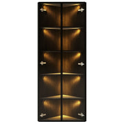 Vetrina ad Angolo con 2 Ante e LED; Stile Moderno; per Soggiorno; in MDF e Vetro Temperato; 62??35??160 cm; Nero