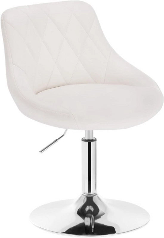 Sedia Adattabile con Schienale in Pelle Finta – Rotante – Altezza Seduta 42-58 Cm – Design Moderno – Bianco