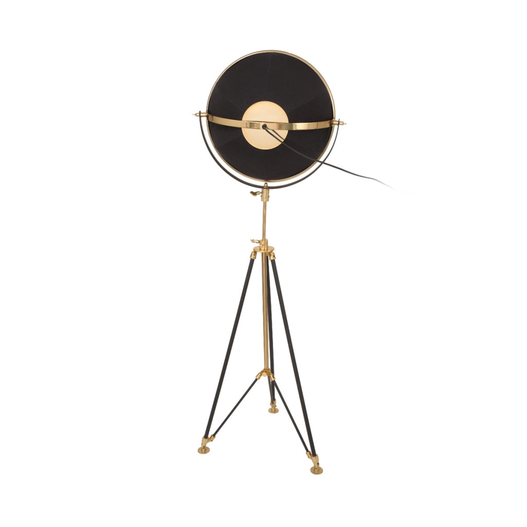 Lampada da terra a treppiede Bowie in acciaio nero e oro