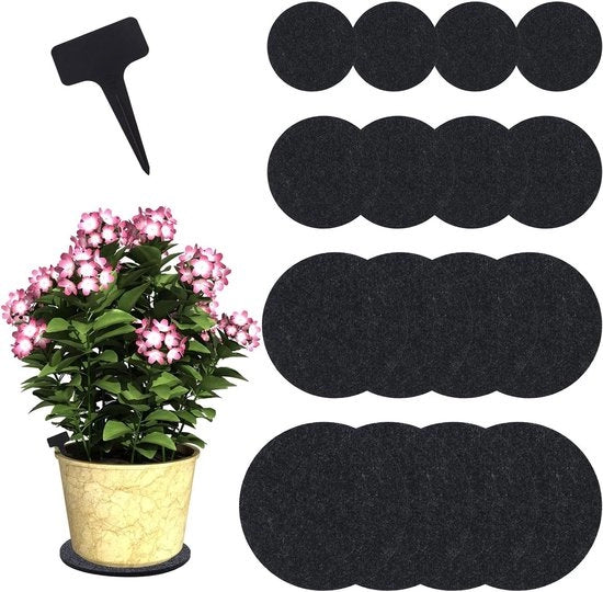 Assorbenti per piante impermeabili - Set di 16 - Reversibili - Diverse dimensioni - Gomma - Piante da appartamento - Interno - Protezione superficie - Sostenibile.