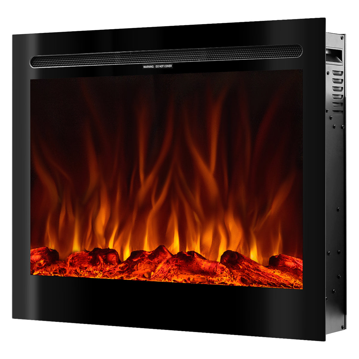 Camino Elettrico da Incasso 63,3x77,1x14,17 cm Effetto Fiamma 1500W Colorado Nero