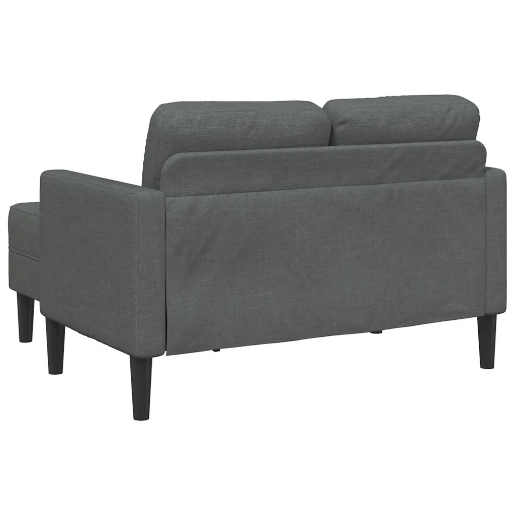 Divano a 2 posti con chaise longue a L-Sofa 2 Posti grigio scuro 125 cm in tessuto