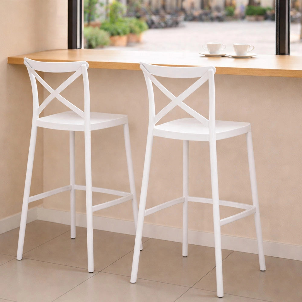 Sgabelli da bar set da 2 bianco sprint plastica polipropilene h 75 cm