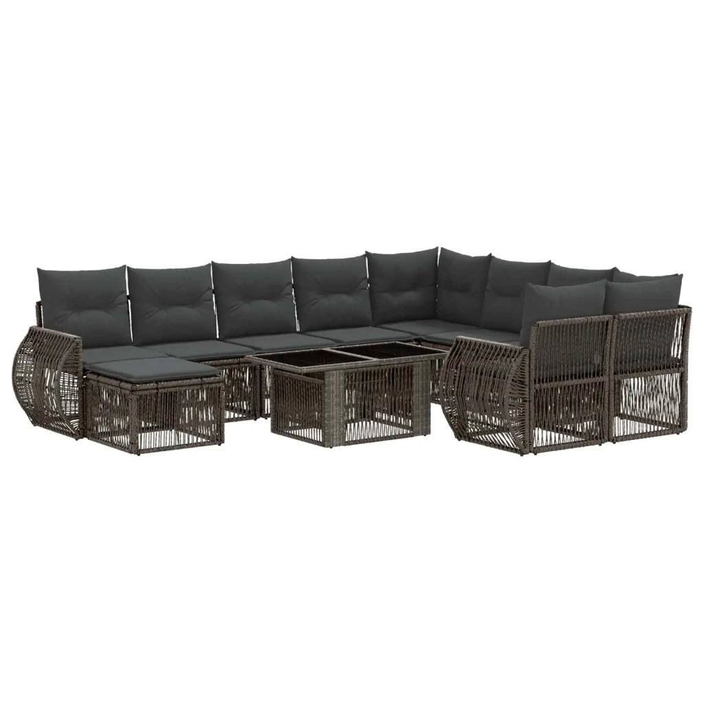 Set Divano da Giardino 11 pz Grigio e Grigio Scuro polyrattan 3437036