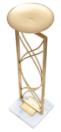 Portacandele Exy 10x10x35 cm in Ferro e Marmo Oro e Bianco