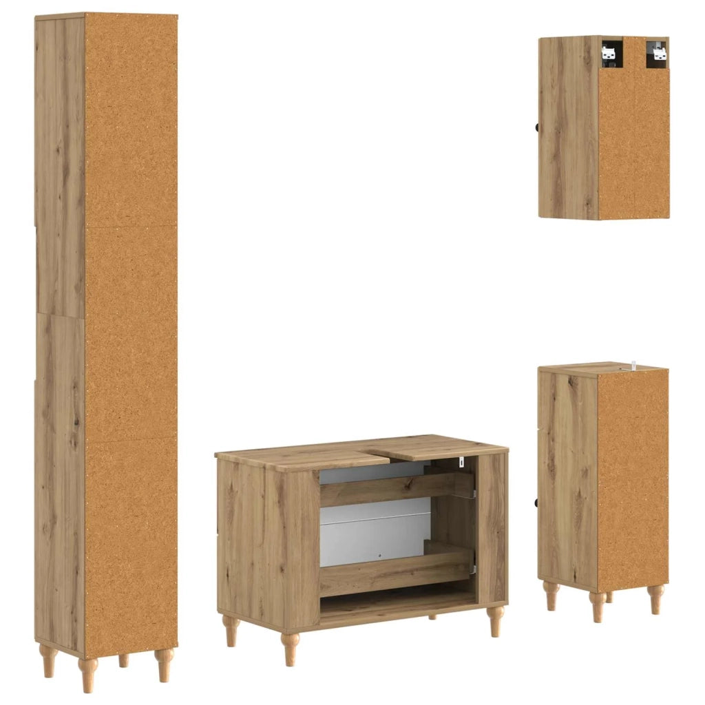 Set di Mobili da Bagno da 4 Pezzi ALKMAAR Rovere Artigianale 3417917