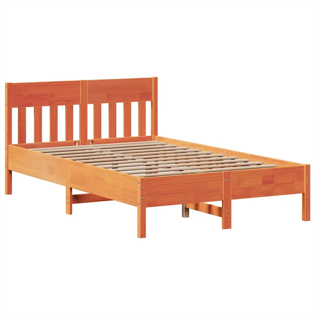 Letto matrimoniale | Letto per adulti | Letto senza Materasso Marrone Cera 135x190 cm in Legno di Pino