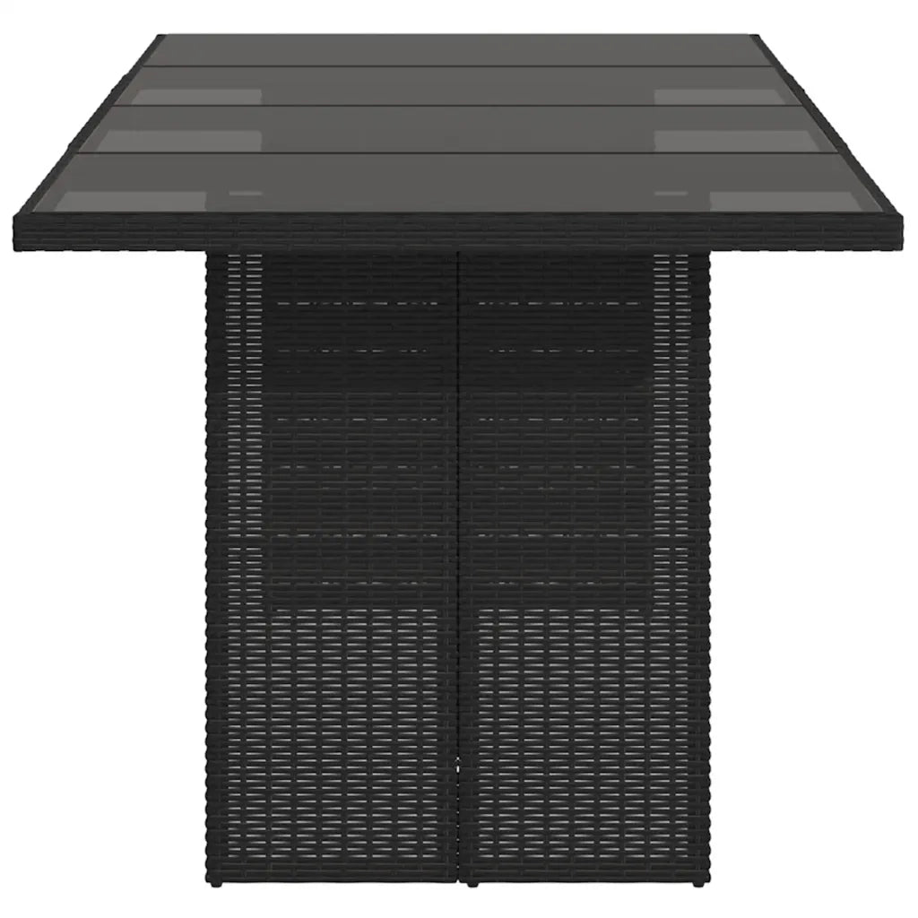 Tavolo da Giardino Piano in Vetro Nero 190x80x74 cm Polyrattan 365304