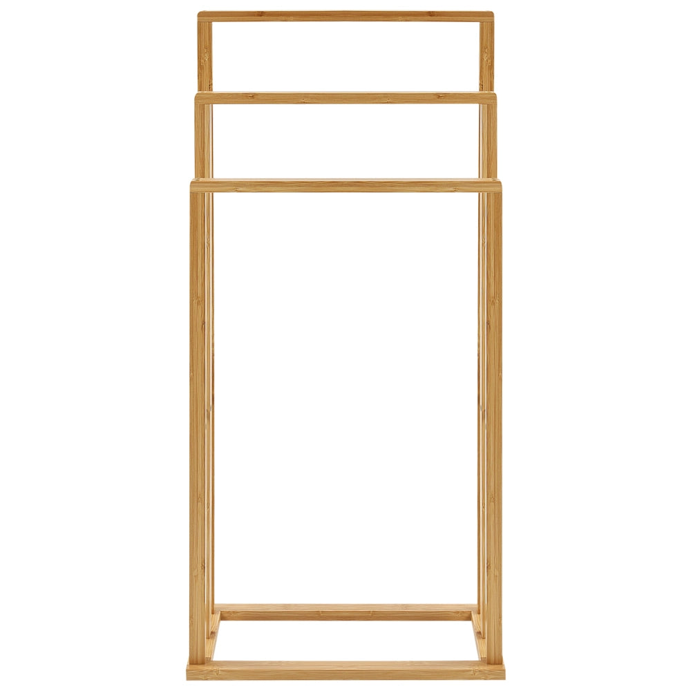 Portasciugamani in marrone chiaro di bambù 81x40 cm 3 binari Accessori per il bagno