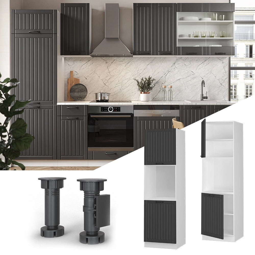 Mobile per forno da incasso Fame-Line Antracite rustico/Bianco 60 cm aperto Vicco