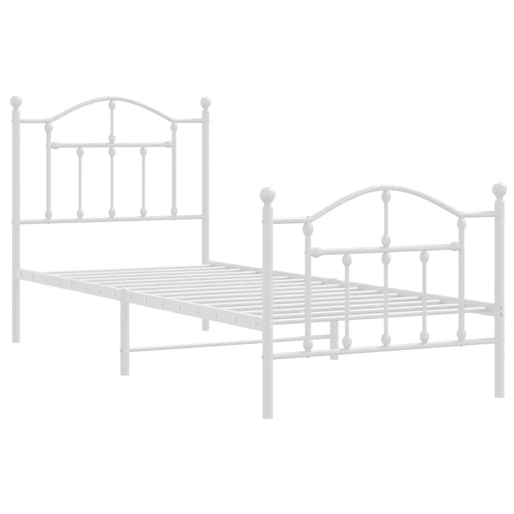 Giroletto con Testiera e Pediera-Struttura Letto Metallo Bianco 90x190 cm 444460