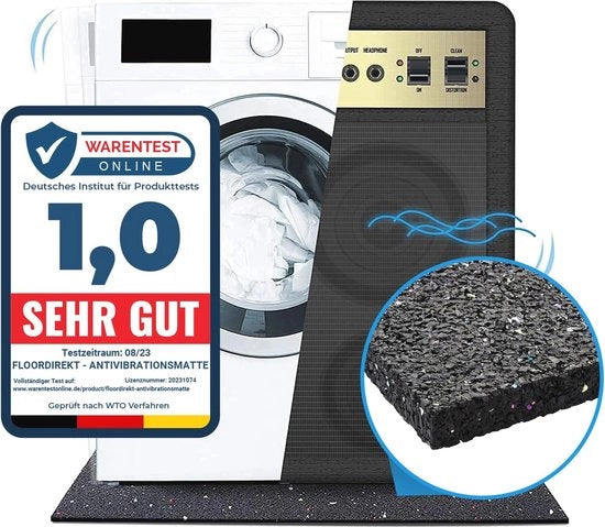 Materassi Antivibrati per Lavatrici, Asciugatrici e Attrezzature Fitness - Graniglia Antiscivolo in Gomma | 60 x 60 x 1 cm
