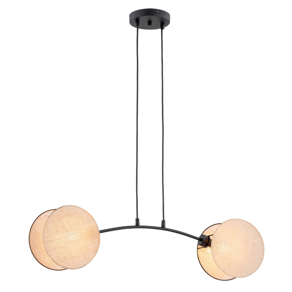 Lampada a sospensione MOTIF in acciaio nero e tessuto beige