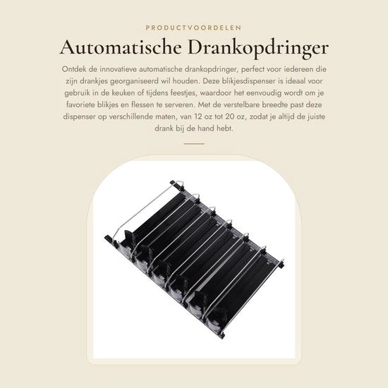 Dispensatore automatico di bottiglie - Dispensatore di acqua minerale - Larghezza regolabile - Realizzato in ABS resistente e duraturo
