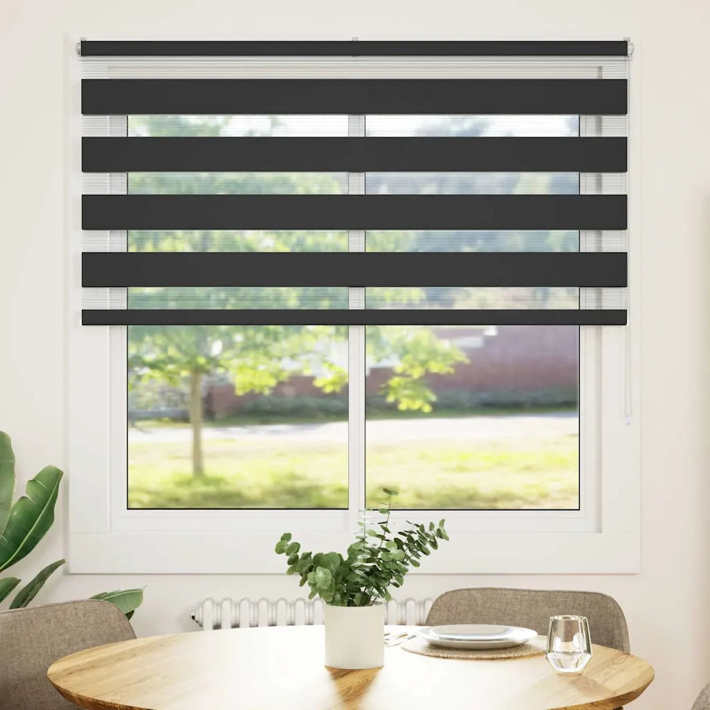 vidaXL Tenda a Rullo Zebra Nero Larghezza Tessuto 145,9 cm Poliestere