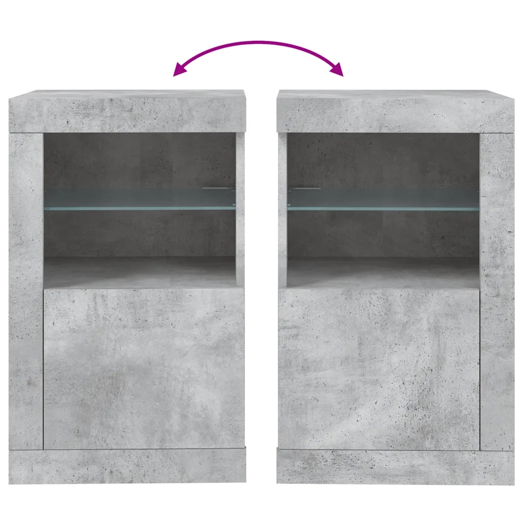 Mobiletto laterale con illuminazione a LED di tendenza ampio spazio contenitivo 41 x 37 x 67 cm legno grigio cemento 02_0049369