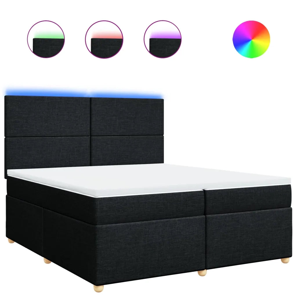 Giroletto a Molle con Materasso Nero 200x200 cm in Tessuto