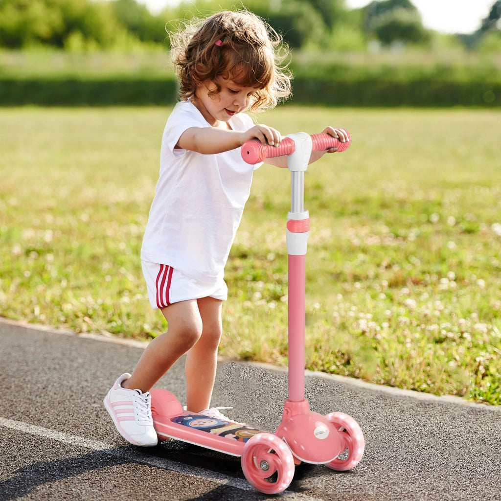 Pattinino Bambini 3 Ruote LED ¨C zephmum ¨C Rosa 52x29x63-76 cm