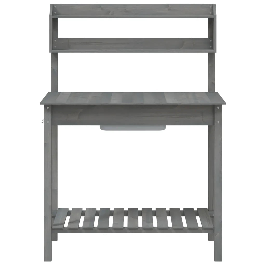 Tavolo Invaso con Lavello Grigio 147,5x44x139,5 Massello Abete CFW2202761