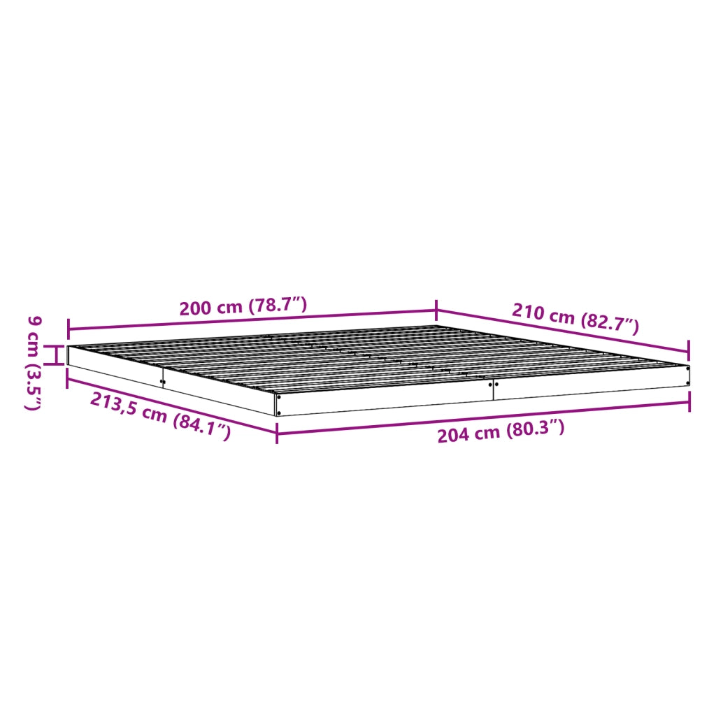 Struttura Letto a Terra  200x210 cm in Legno Massello di Pino