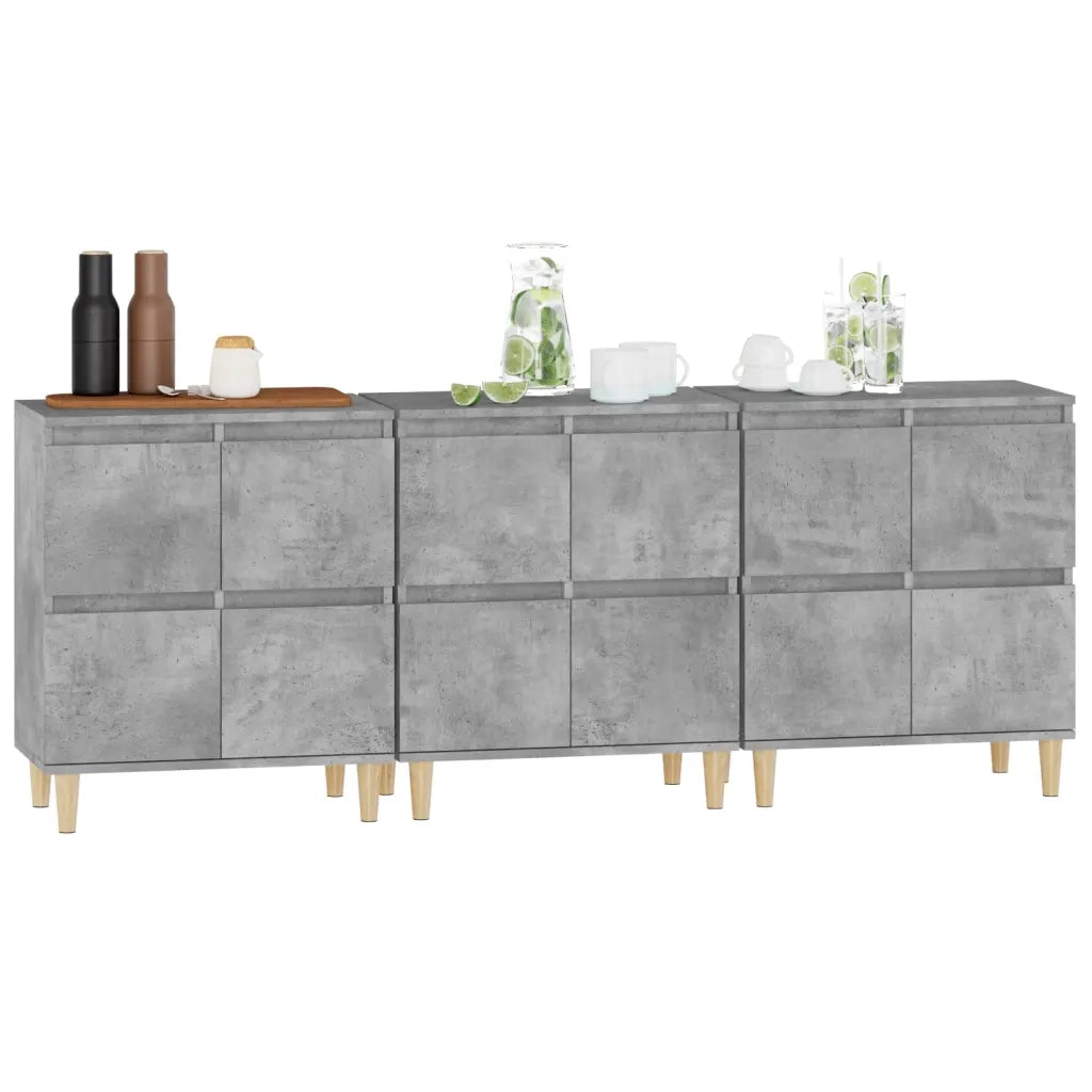 Credenze 3pz Grigio Cemento 60x35x70 cm in Legno Multistrato 3185771