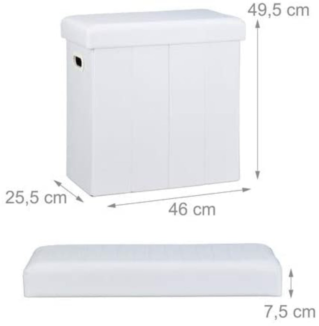 Sgabello panca panca pouf portaoggetti pieghevole 50 litri bianco 13_0002776