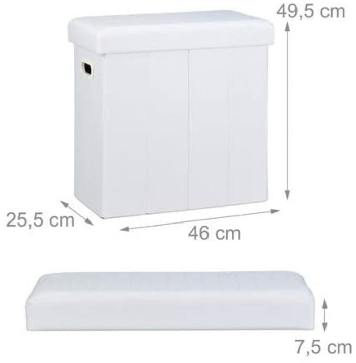 Sgabello panca panca pouf portaoggetti pieghevole 50 litri bianco 13_0002776