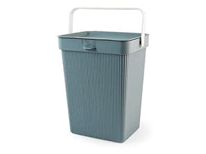 Pattumiera In Polipropilene Ondulato Con Manico E Coperchio Lt 10 Colore Azzurro