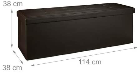 Sgabello pieghevole sintetico pouf contenitore pieghevole pieghevole 114 cm marrone 13_0002807
