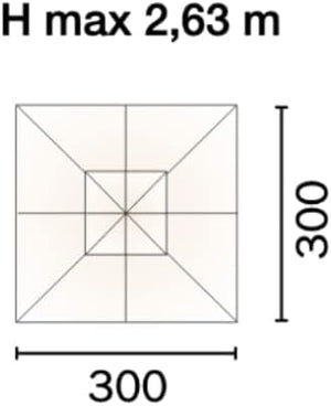Ombrellone quadrato 3x3 mt da giardino con palo laterale e telo ecrù, apertura a manovella Tomaino 5011