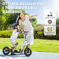 HOMCOM Monopattino per Bambini 5-12 Anni con Freno, Cavalletto e Manubrio Regolabile, 129x52x80-88 cm, Bianco e Nero