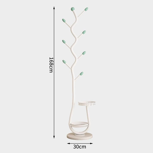 Appendiabiti Indipendente, con Cestino portaoggetti Appendiabiti in Metallo, Appendiabiti Industriale con 8 Ganci per Appendere Cappotti/Cappelli/Borse (A)