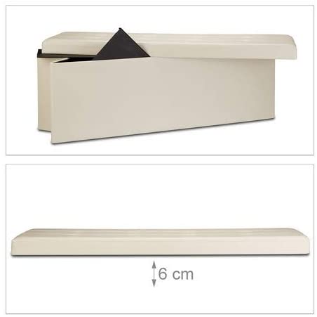 Sgabello pieghevole sintetico pouf contenitore pieghevole 114 cm beige 13_0002807_3