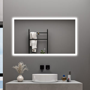 AICA Specchio da bagno  100 x 60 cm, dimmerabile, Funzione Memoria, antiappannamento, 3 colori