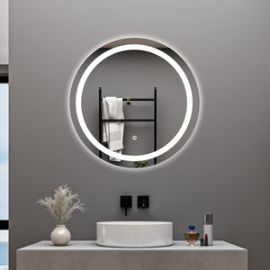 AICA Specchio da bagno 60 x 60 cm, antiappannamento, dimmerabile, interruttore touch, Funzione Memoria