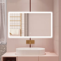 AICA Specchio da bagno  100 x 60 cm, dimmerabile, Funzione Memoria, antiappannamento, 3 colori