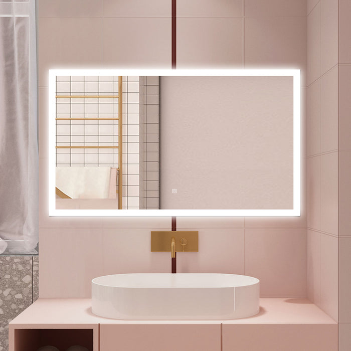 AICA Specchio da bagno  100 x 60 cm, dimmerabile, Funzione Memoria, antiappannamento, 3 colori