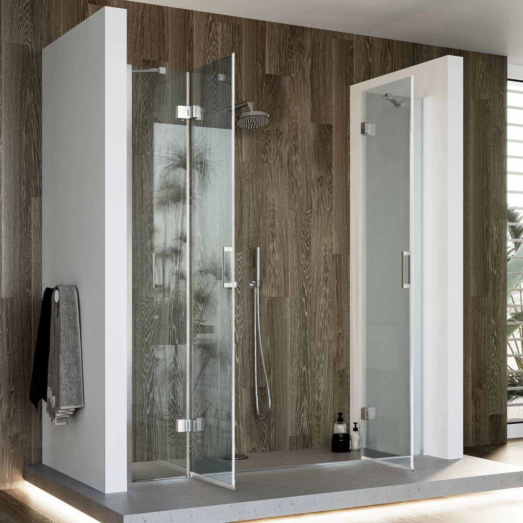 Porta Doccia 140CM H190 Vetro Trasparente con Easy-Clean mod. Flip Anta + Anta