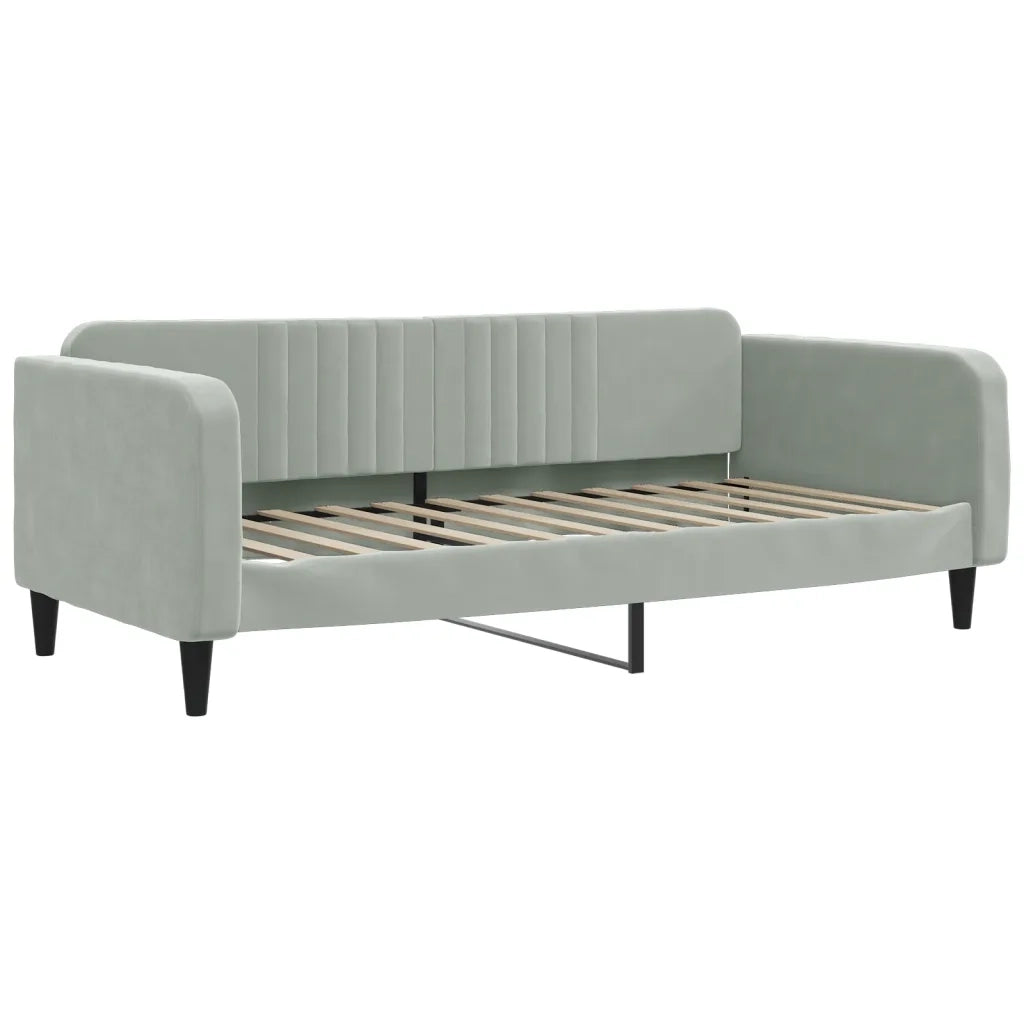 Divano Letto Estraibile Cassetti Grigio Chiaro 90x200cm Velluto 3197111