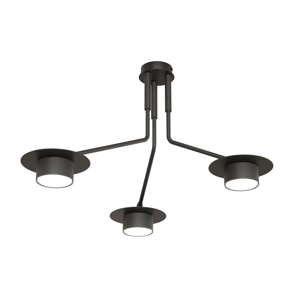Plafoniera Minimal Cerere Acciaio Nero 3 Luci Gx53 Ip20