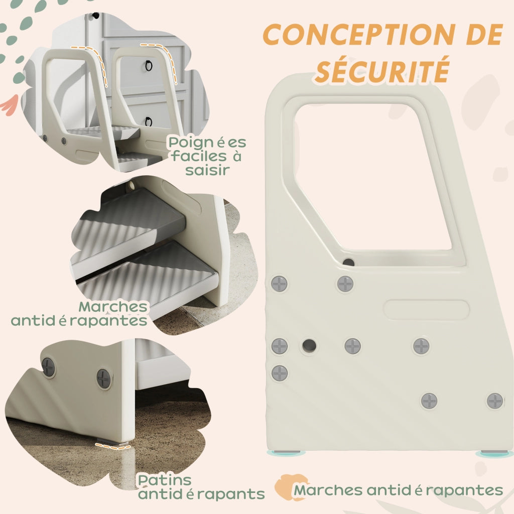 Scala Bambini 3 Gradini Regolabile ¨C Zephmum ¨C Grigio 43x42x65.5 cm