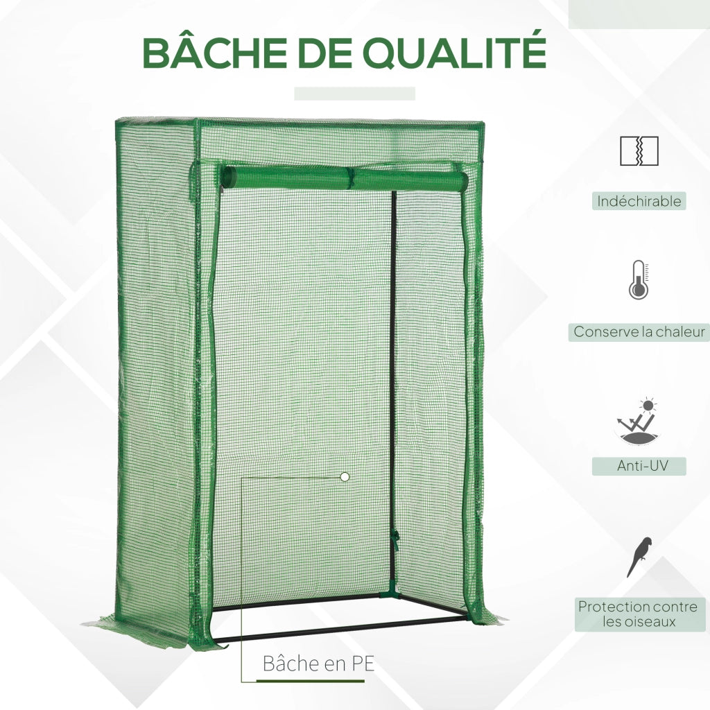 Serra da giardino per balcone ¨C Xylo ¨C telaio acciaio, copertura PE, 100x50x150 cm verde
