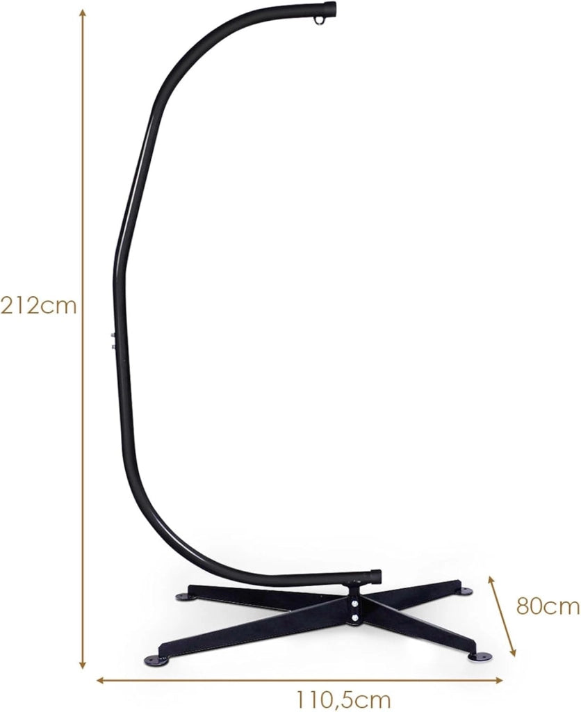 Supporto per Amaca a Sedia a Forma di C, Sostegno per Sedia in Acciaio, Carico Massimo di 150 kg, Nero (Solo Telaio, Senza Amaca a Sedia)