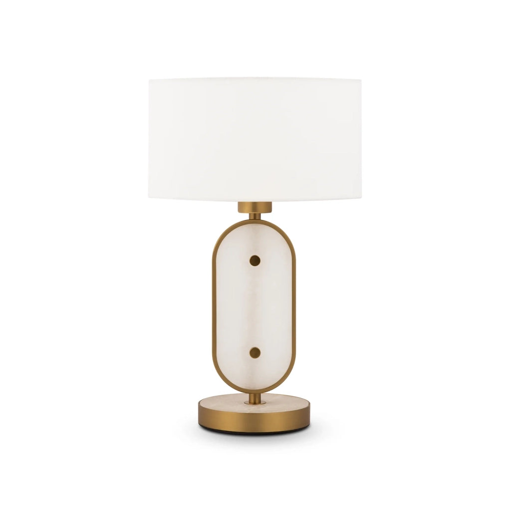 Lampada Da Tavolo Moderna Marmo Metallo Oro Paralume Tessuto 1 Luce E27 40W