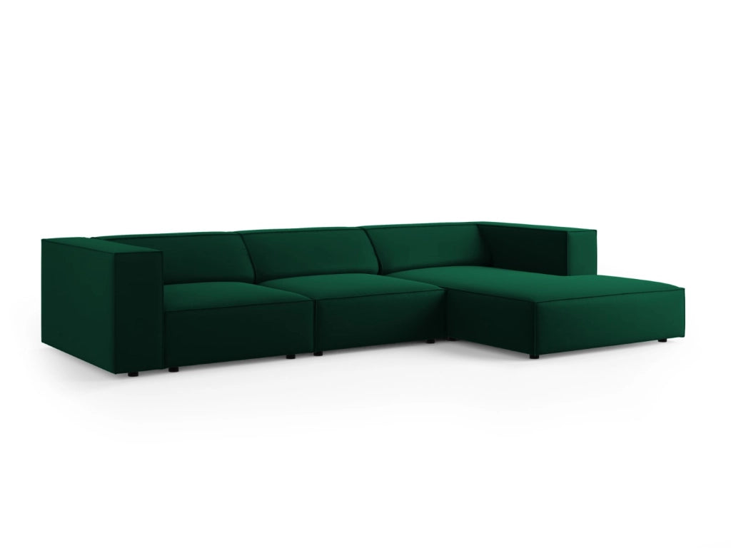 Cosmopolitan Design - Divano angolare destro "Arendal" 4 posti in velluto verde bottiglia 