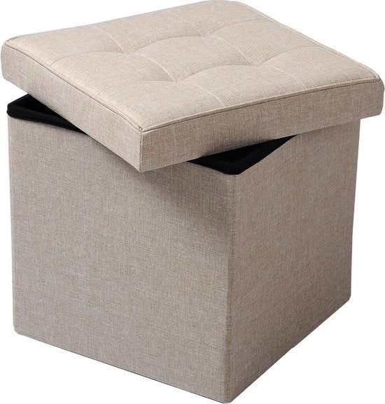 Po' di Edger in Tela Beige - con Spazio di Deposito - 50x35x45cm