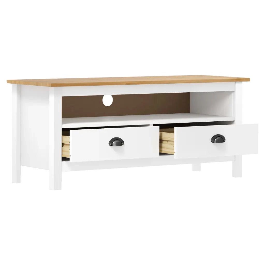 Mobile Porta TV Hill Bianco 110x40x47 cm in Legno di Pino 288926