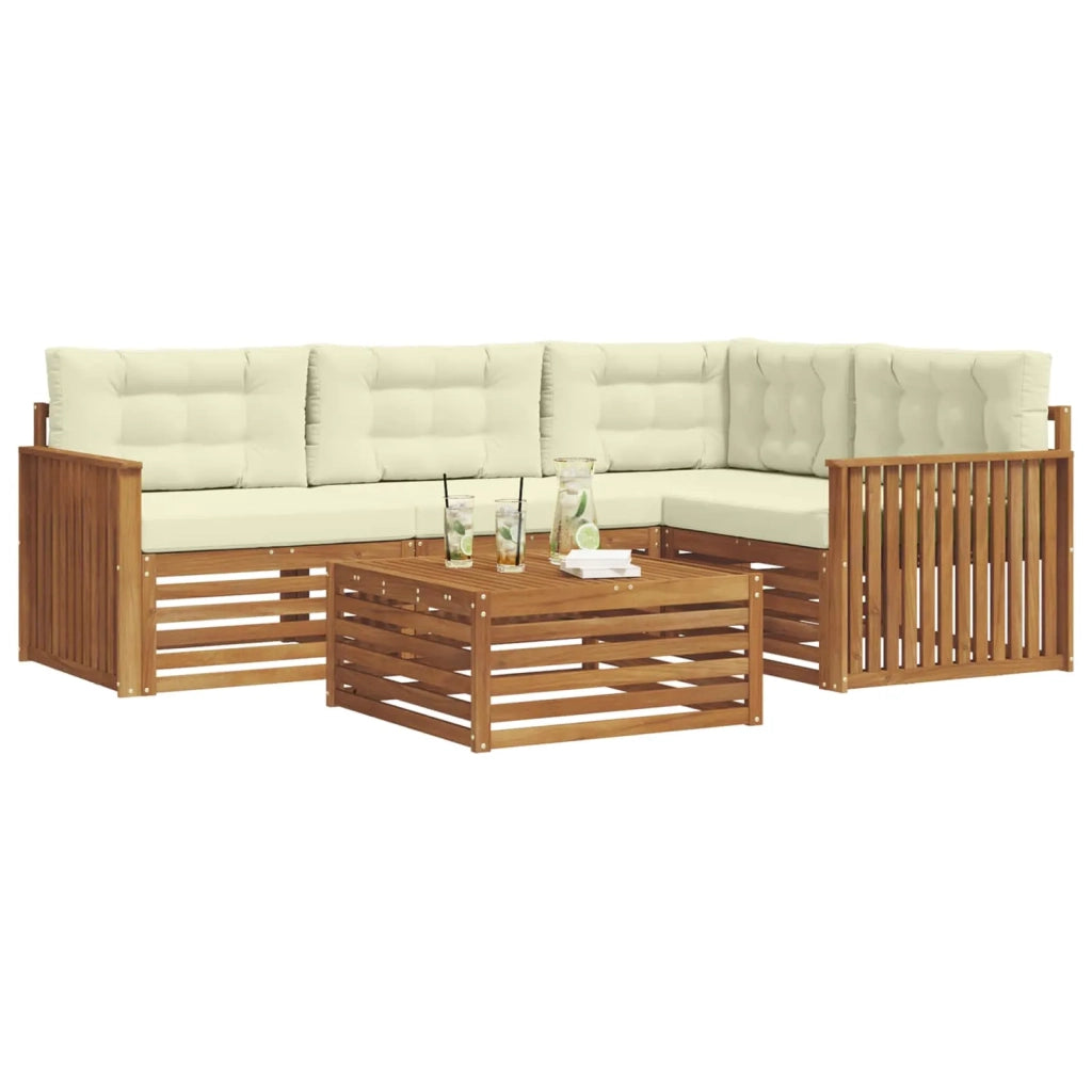Set di divani da esterno con cuscino 5 pcs Naturale e Crema 3373415