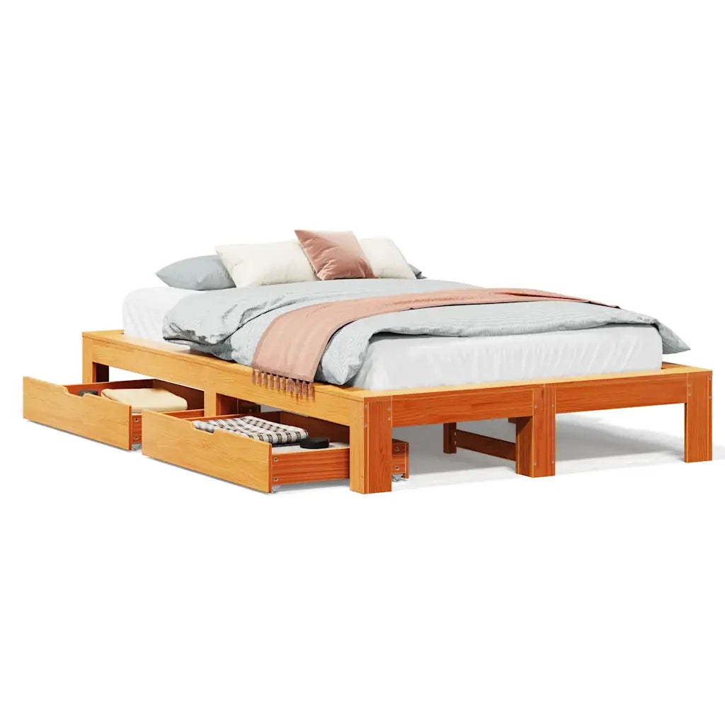 Letto matrimoniale | Letto per adulti | Giroletto senza Materasso Marrone Cera 120x200 cm Legno di Pino
